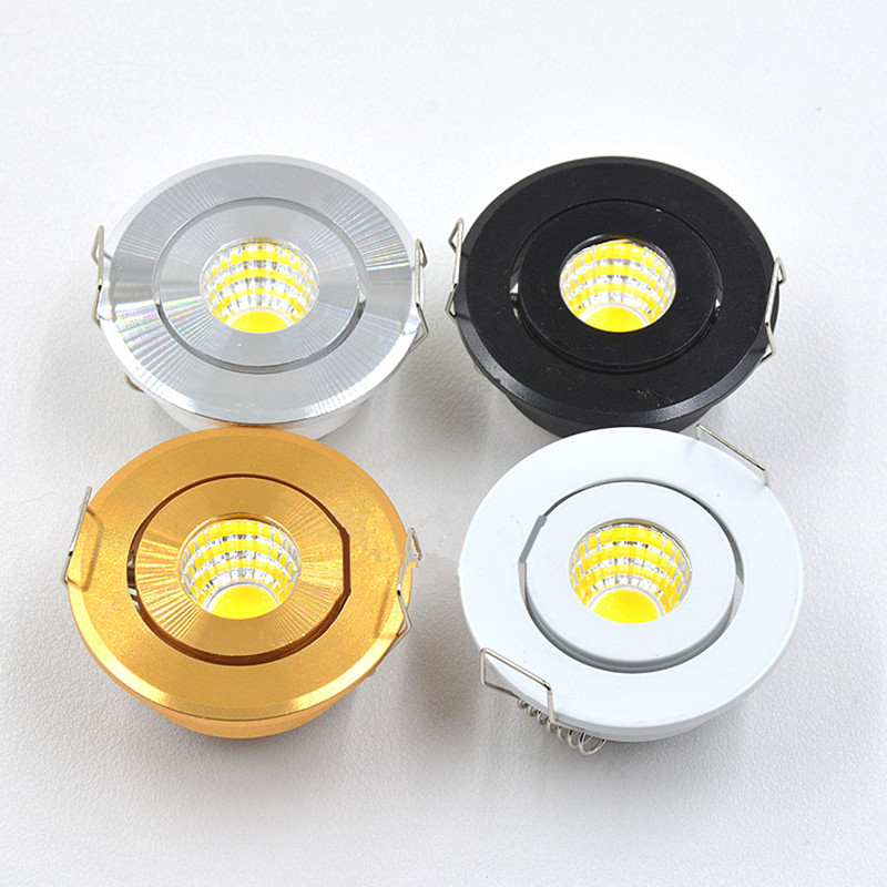 Mini foco Led COB de 5W, luz descendente LED regulable de 230v, pantalla de joyería en miniatura de níquel satinado, lámpara de gabinete con agujero cortado de 40mm