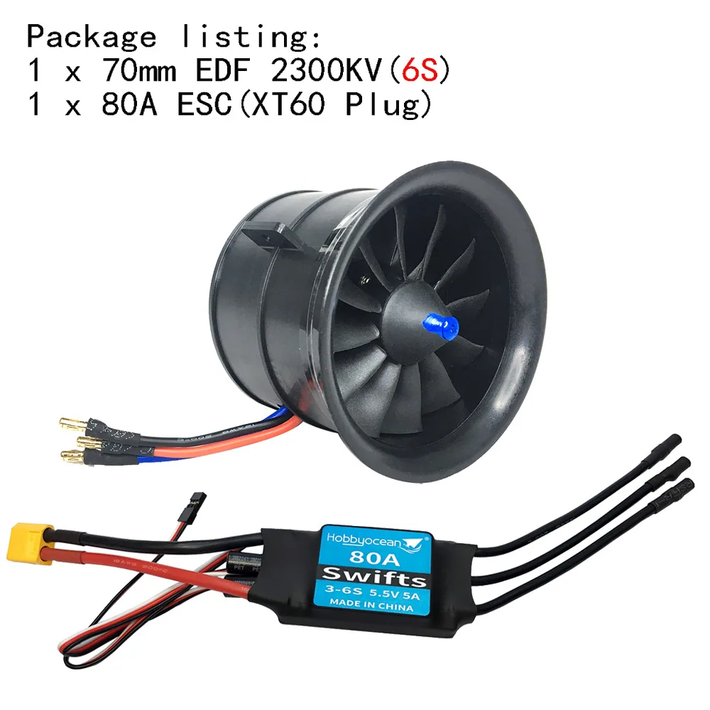 Ventilateur canalisé d'avion EDF 50mm 64mm 70mm 90mm 11/12 pales 50A ESC pour e-flite Viper RC Jet modèle d'avion pièces de rechange: Clair