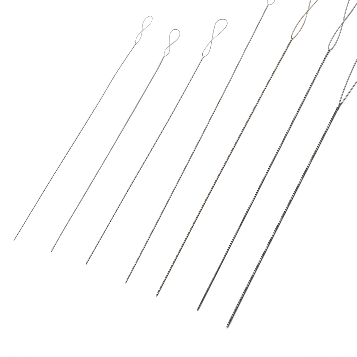 2 pçs de aço inoxidável olho grande 0.15-0.7mm agulha de miçangas para rosqueamento corda jóias pulseira colar que faz pinos de ferramenta diy