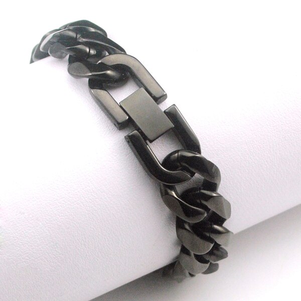 CHIMDOU 21 cm 13mm Coole Edelstahl Pop Punk Felsen Stil Runde Kette Verknüpfung Armbinde Männer schmuck AB713: 13mm Schwarz Farbe