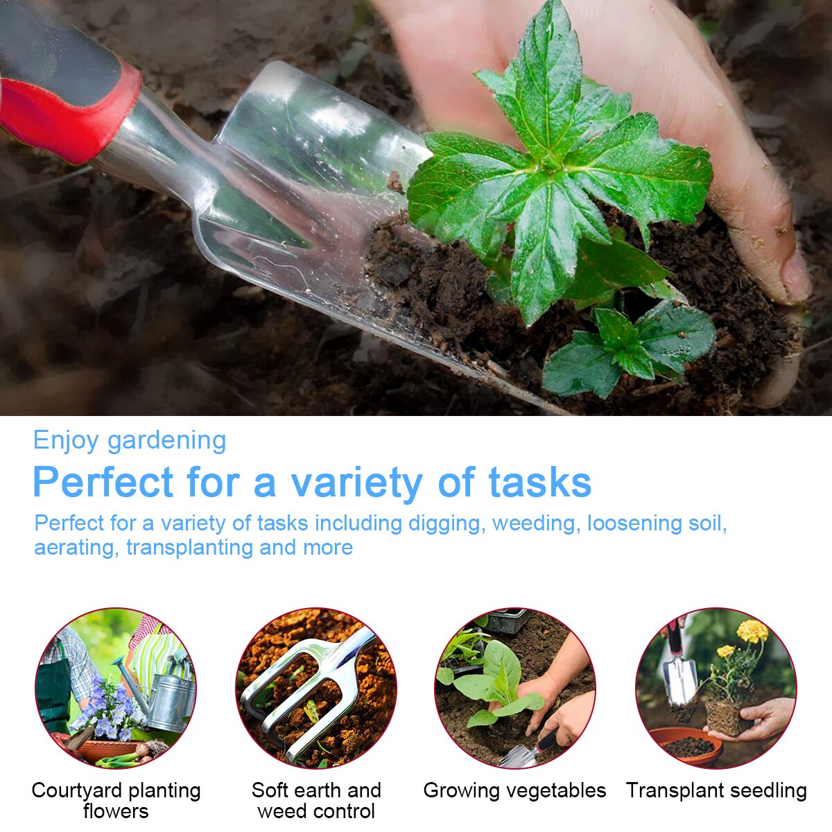 Garden Tool Set Stainless Steel Hand Tool Gardening Kit Include Hand Trowel Transplant Trowel And Cultivator Hand Rake