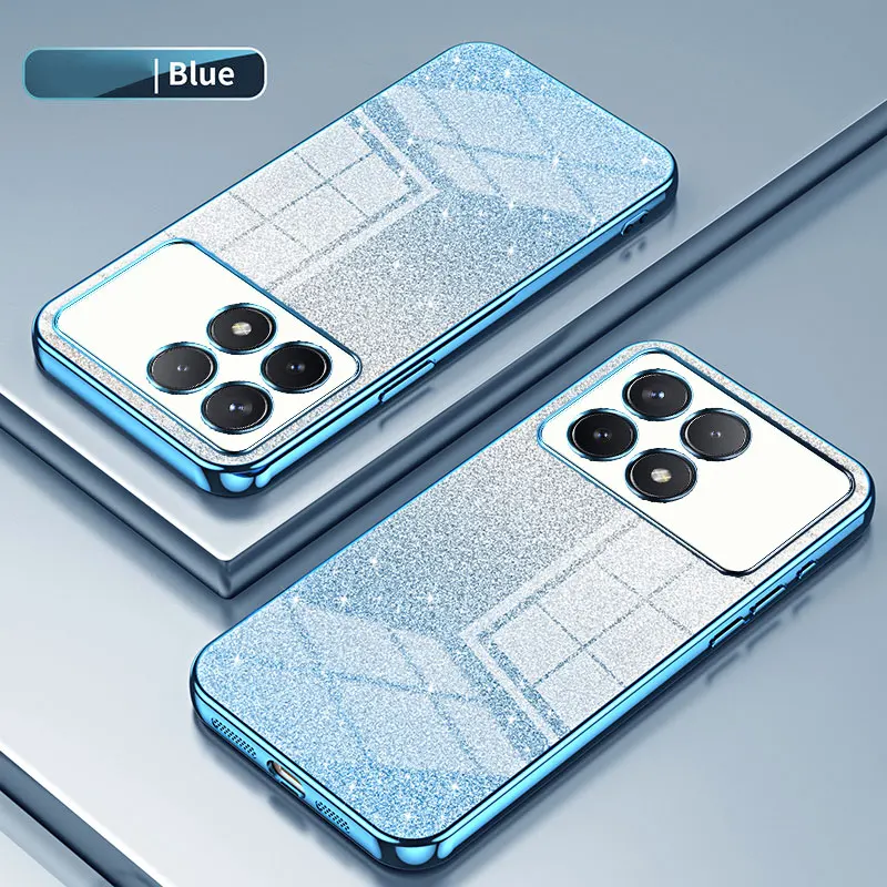 POCO X6 M6 Pro Luxury Glitter Shiny Case For Xiaomi POCO X6 Pro M6 Pro 5G Shockproof Soft Silicone Plating Transparent Cover: Cotton Fabric / Blue