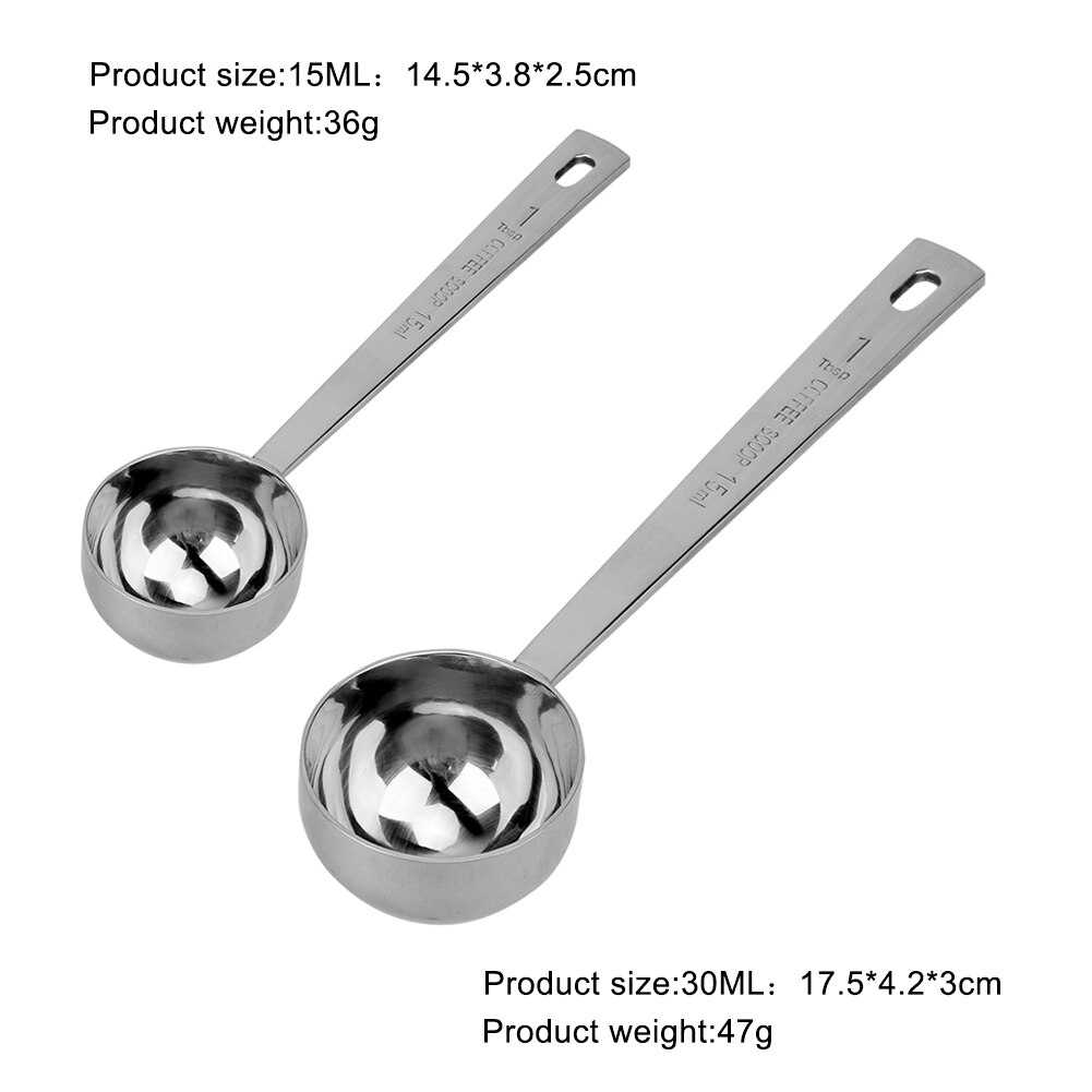 15ML/30ML Metal Measuring Spoon Coffee Scoop Thicken Stainless Steel Smooth long handle Tablespoon Milk Spoons Kitchen Bar Tools