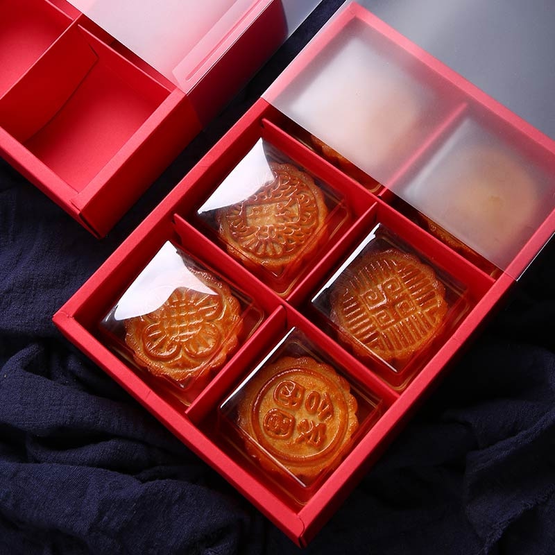 5PCS Box Wedding Candy Black Kraft Paper Box With Window DIY Baking Cookie Biscuit Macaron Cake Boxes Drawer Birthday Party