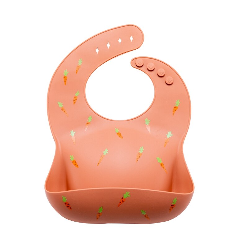 1pc haklappar silikon vattentät mjuk silikon haklapp tecknad morot baby matning saliv handduk djur justerbara dukar babyprylar: Orange