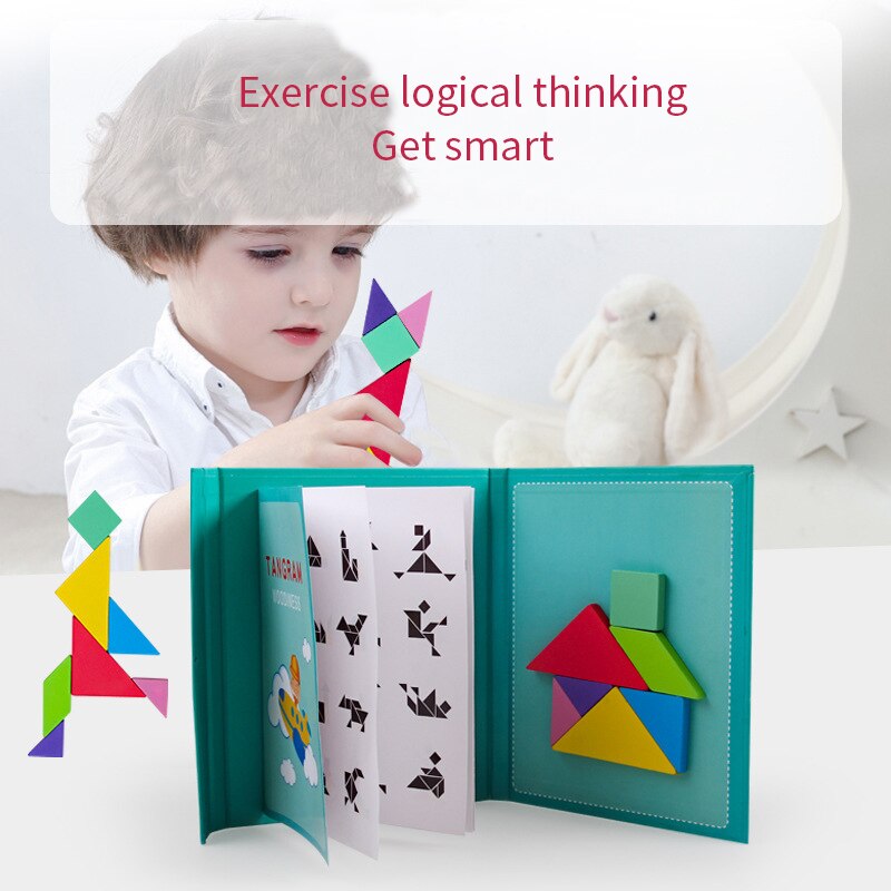 Kinderen Educatief Vroegschoolse Speelgoed Kleurrijke Houten Magnetische Puzzel Leermiddelen Baby Intelligentie Puzzel