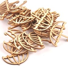 Paraguas de adorno de madera para decoración del hogar, accesorios de libro de recuerdos en rodajas de madera, Artesanías hechas a mano, 39x40mm, 15 Uds., M1703