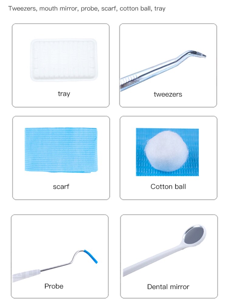 3pcs/set Dental Instrument Kit Disposable Dental Instrument Set Oral Hygiene Dental Mirror Tweezers Probe TOSI