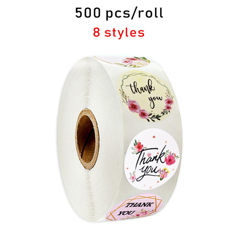 500Pcs/Roll ''Thank Jou ''Stickers Seal Labels Plakboek Handgemaakte Stickers Cirkel Briefpapier Stickers Voor Voedsel Envelop