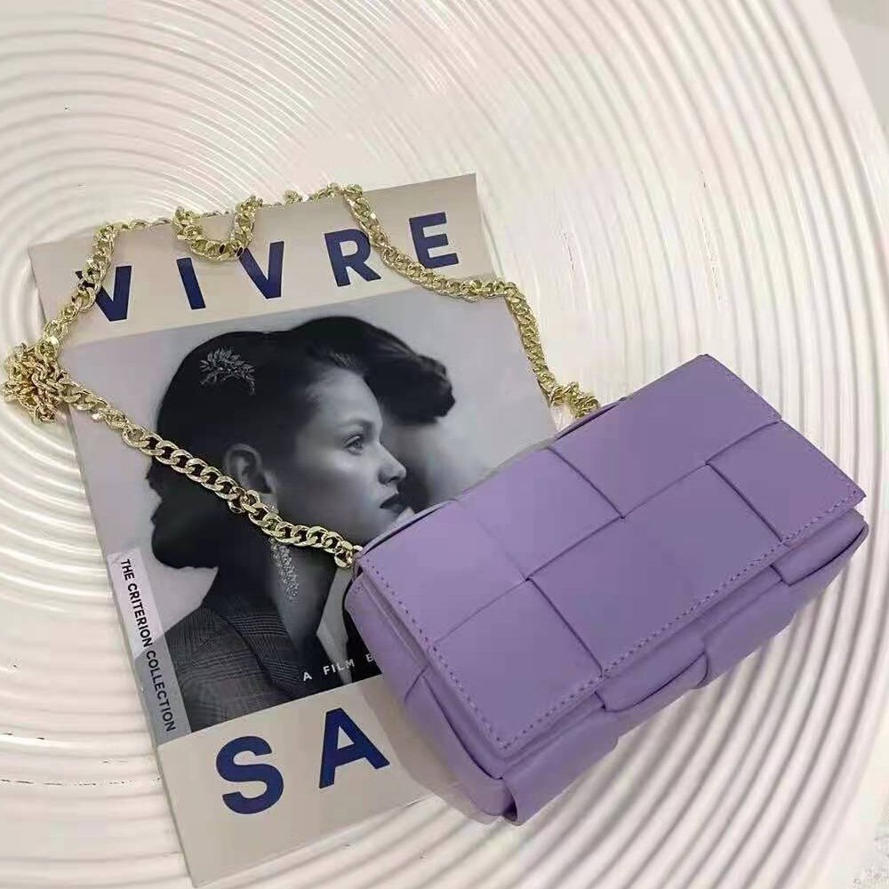 Bolso con solapa de cintura para mujer, bolsa de hombro con cadena de , de cuero vegano, para el pecho y el teléfono,: purple