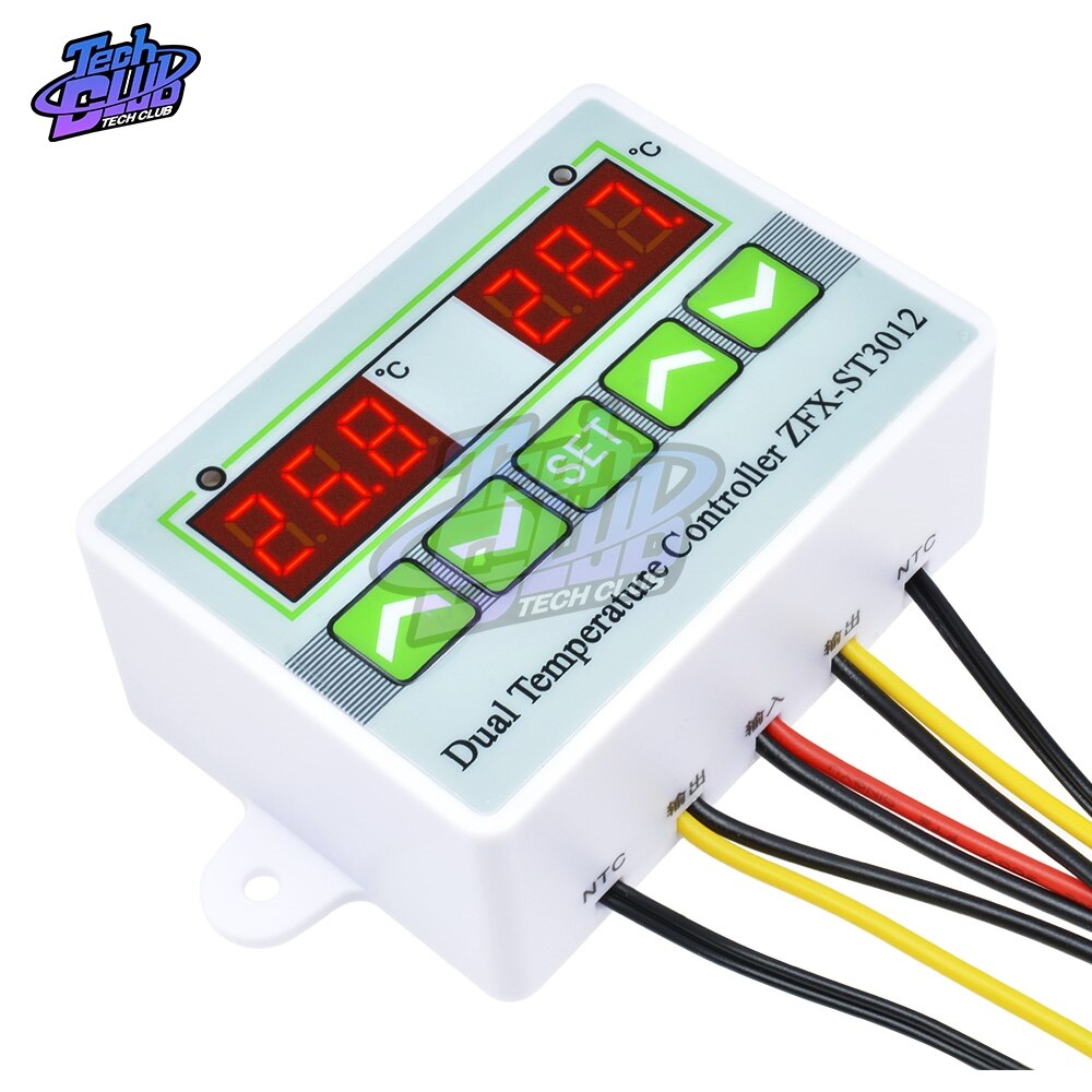 Termostato Digital LED ST3012, controlador de temperatura con pantalla Dual 10A, termómetro DC 12 24 220 V, Control térmico con Sensor NTC