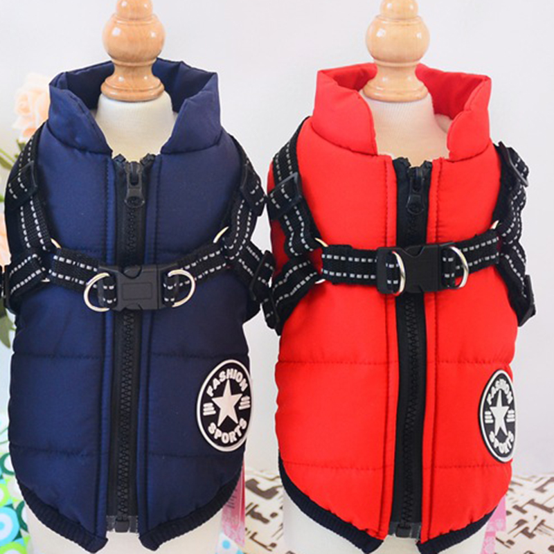 3Size Pet Dog Jacket With Harness Winter Warm Dog Clothes For Labrador Waterproof Big Dog Coat Chihuahua French Bulldog Outfits