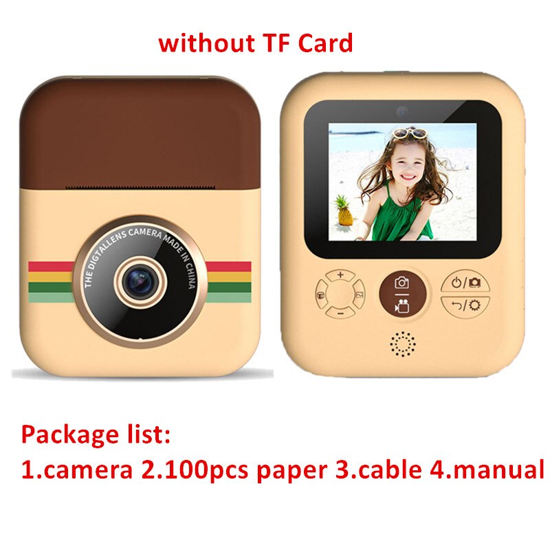 Kids Instant Print Camera 1080P Hd Camera Met 100Ps Thermisch Papier Voor Achter Dual Camera Kinderen Speelgoed Camera voor Verjaardagscadeautjes: No TF Card