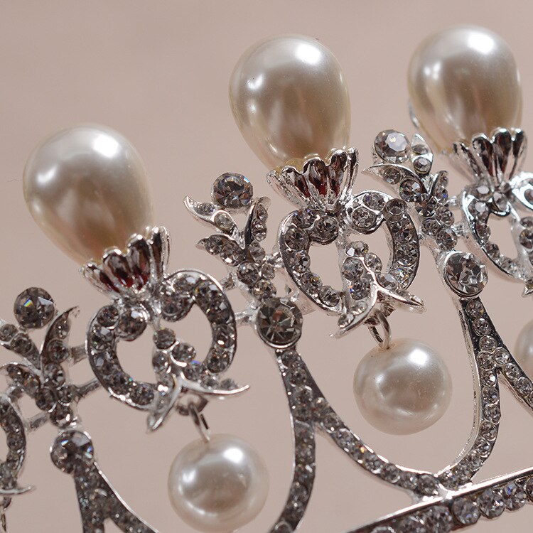 EVER FAITH Damen Haarkamm Kristall - Weiße Perlen Blume Blatt Design 6,5cm