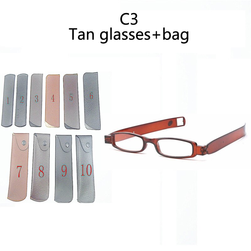 Lunettes de lecture en plastique pour hommes et femmes, avec aimant rotatif, portables, pliables, pour presbytes, en résine HD, 360: +100 / C3