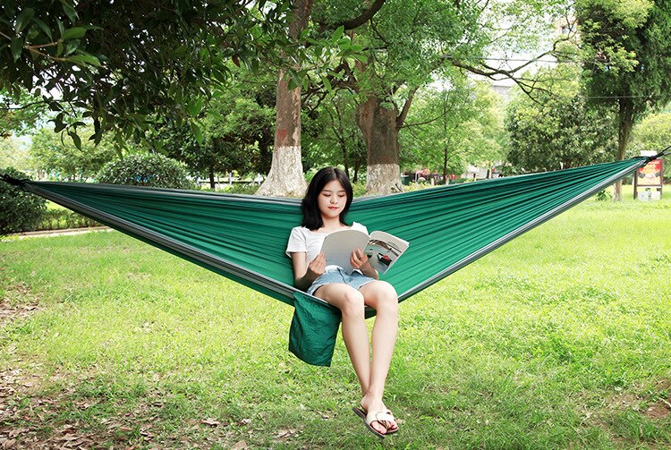 300*200 Sleeping Hammock 2-3 People Hamak Garden Swing Hanging Chair Bed Outdoor Hamacas Camping Goods + loop tree belt: B