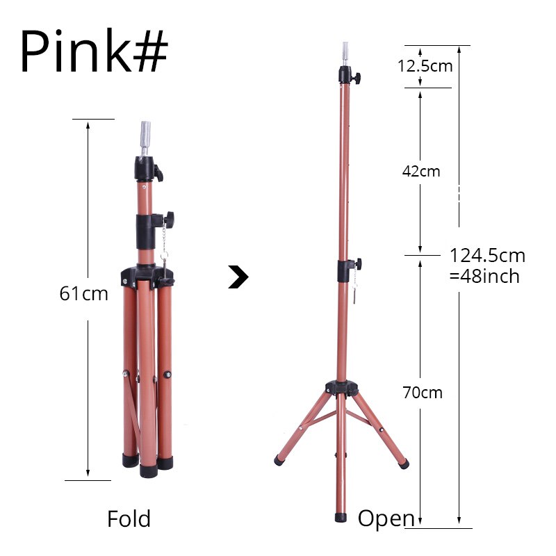 Nunify justerbart stativ til treningshode mannequin frisørhodeholder klemme hår parykk stativ dummy hode stativer salong verktøy: Rosa