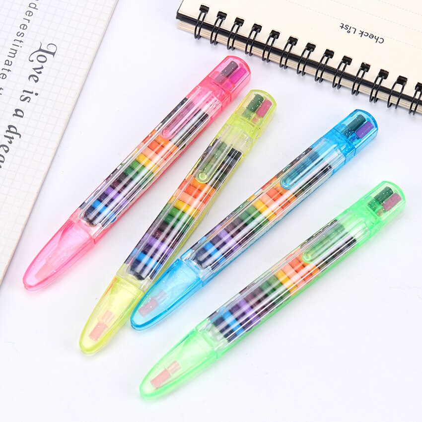 Crayones de colores Kawaii para niños, lápiz de cera para pintar, 20 colores, papelería,
