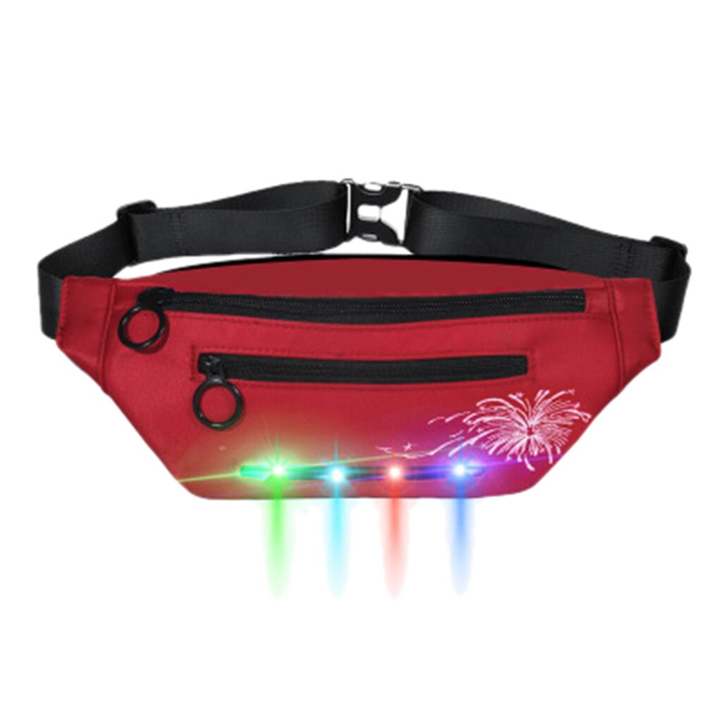 Männer Fanny Pack Led Flash-Glowing Laufen Taille Tasche Frauen Männer Reiten Wandern Telefon Geld Geldbörse Sport Gürtel Tasche Fanny packs: O