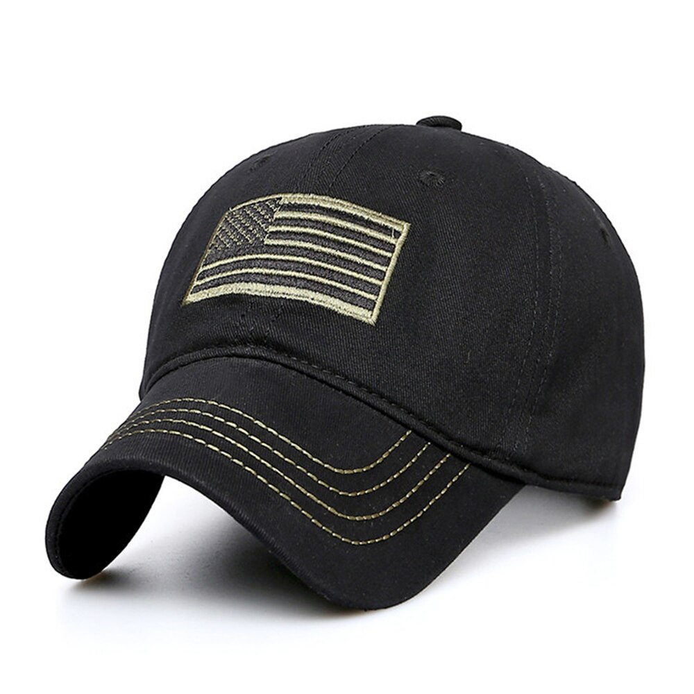 Unisex mænds kvinders baseballkat hat hip-hop justerbar dreng afslappet sport hætter hær camo hatte: Sort
