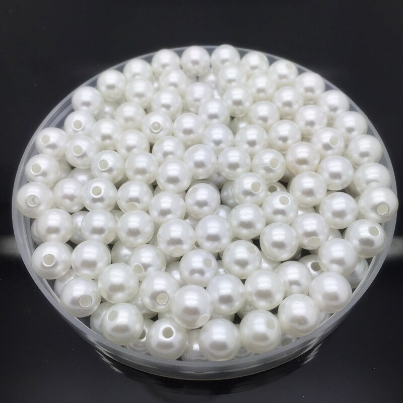 4mm-20mm białe kości słoniowej imitacje pereł okrągłe perły Spacer luźne koraliki DIY tworzenia biżuterii naszyjnik bransoletka kolczyki akcesoria: White / 6mm 100pcs