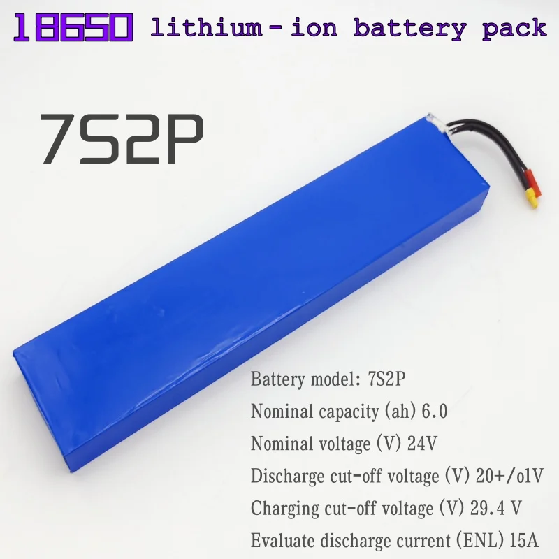 5000mAh 18650 7S2P Li-ion rechargeable battery pack 25.2V suitable for battery replacement of 29.4V electric scooters