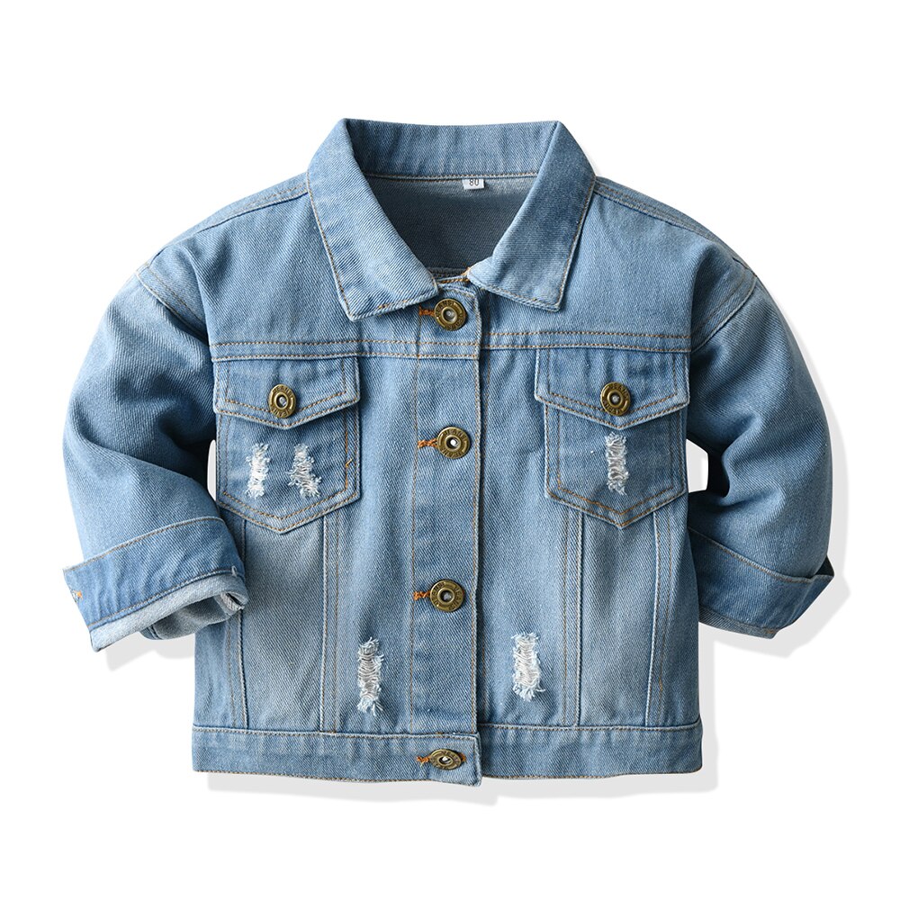 automne hiver unisexe bébé garçons fille Denim veste manteaux infantile longue traîneau revers vêtements d'extérieur enfant en bas âge coupe-vent: Bleu ciel / 12M