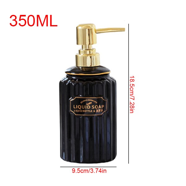 Ceramic Soap Dispenser Bottle White Large-capacity Shower Gel Shampoo Press Bottle Fillable Bathroom Empty Bottle: liquid black