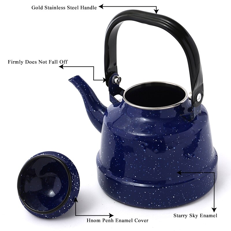1.0L Reinem Blau Wasserkocher Kurze Emaille Blume Wasserkocher Verwendet Auf Elektromagnetische Herd/Gasherd/Elektronische Rohr Hea