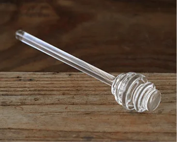 Szklany słoik na miód z pokrywką, przezroczysty słoik na dżem, prążkowana szklana butelka, domowa kuchnia, pojemnik do przechowywania miodu z mieszadłem: Żółty