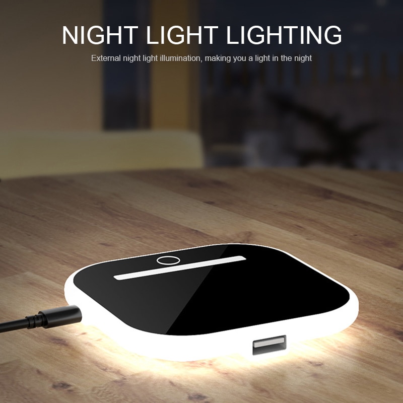 Vertical Phone Wireless Charger Small Night Lamp Wireless Charging Pad ABS Wireless Charging Station for Android IOS Phones