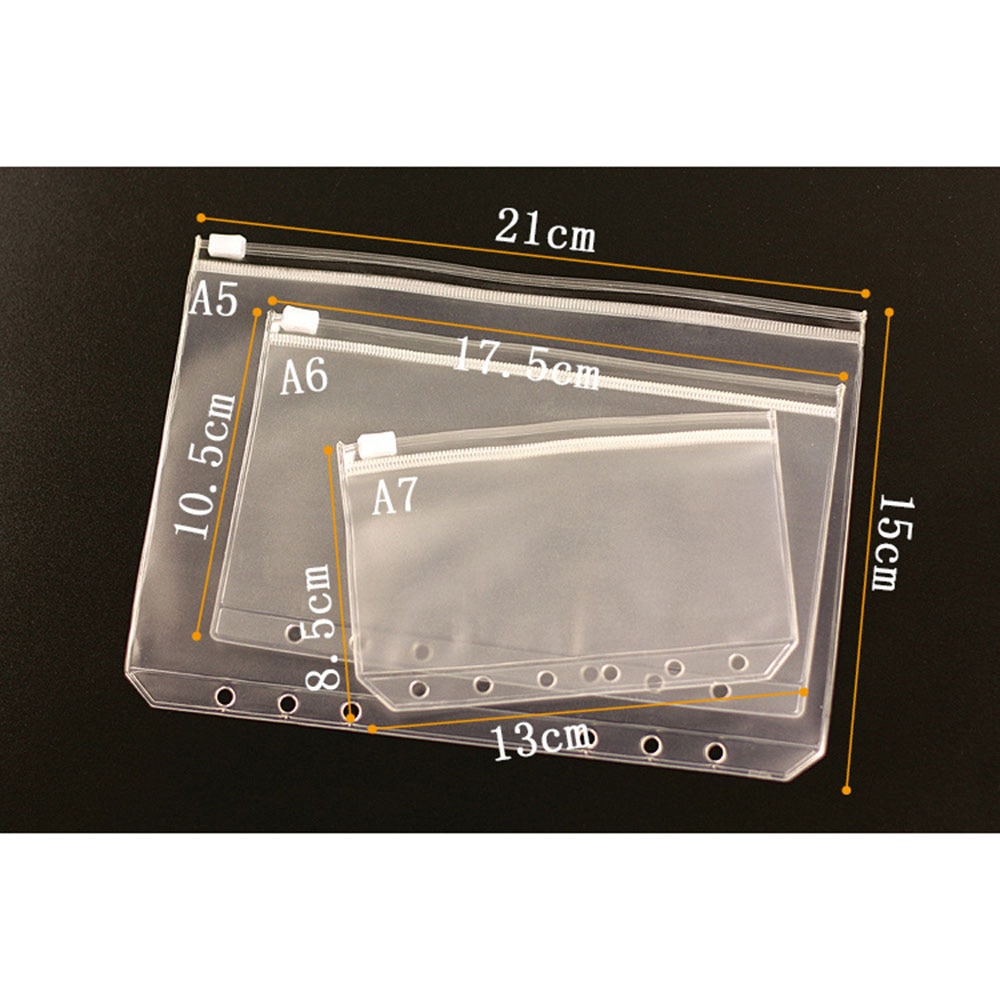 1pc A5/A6/A7 classeur rangement dossier plastique fermeture éclair enveloppe fermeture éclair sac de rangement école bureau approvisionnement Transparent