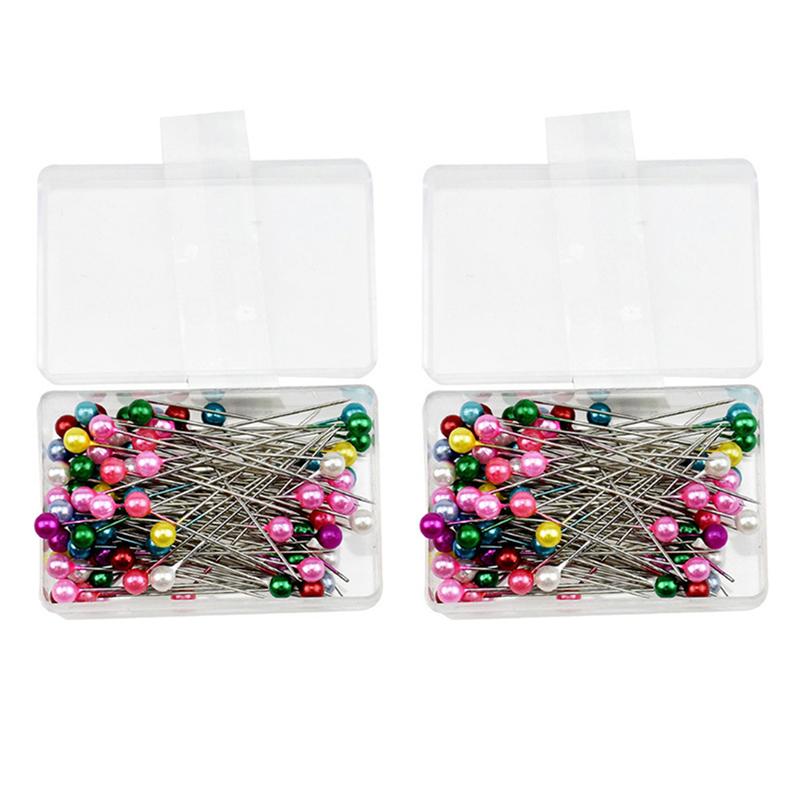 2 Doos Ronde Parel Hoofd Spelden Bruiloften Corsage Bloemisten Naaien Pin Met Box Accessoires Diy Naaien Gereedschap