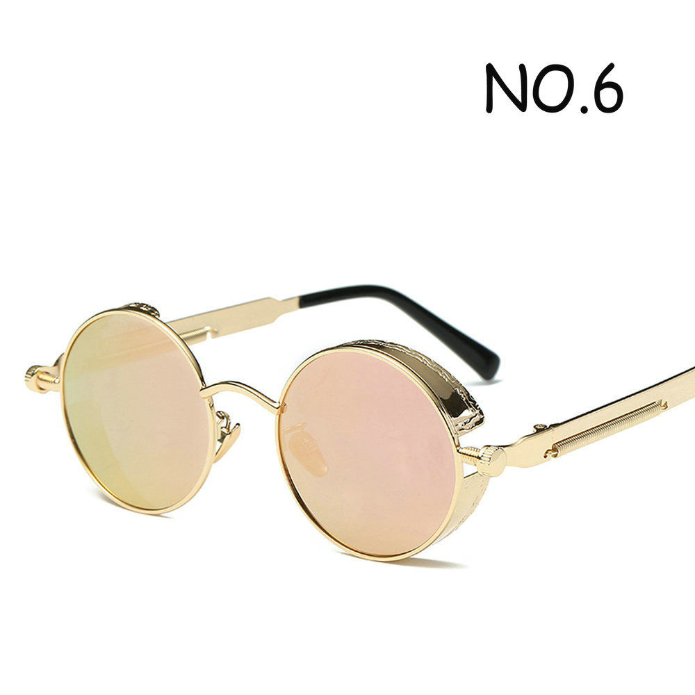 Vintage Retro Polarized Steampunk Sunglasses Metal Round Mirrored Eyewear Men Circle Sun Glasses UV400