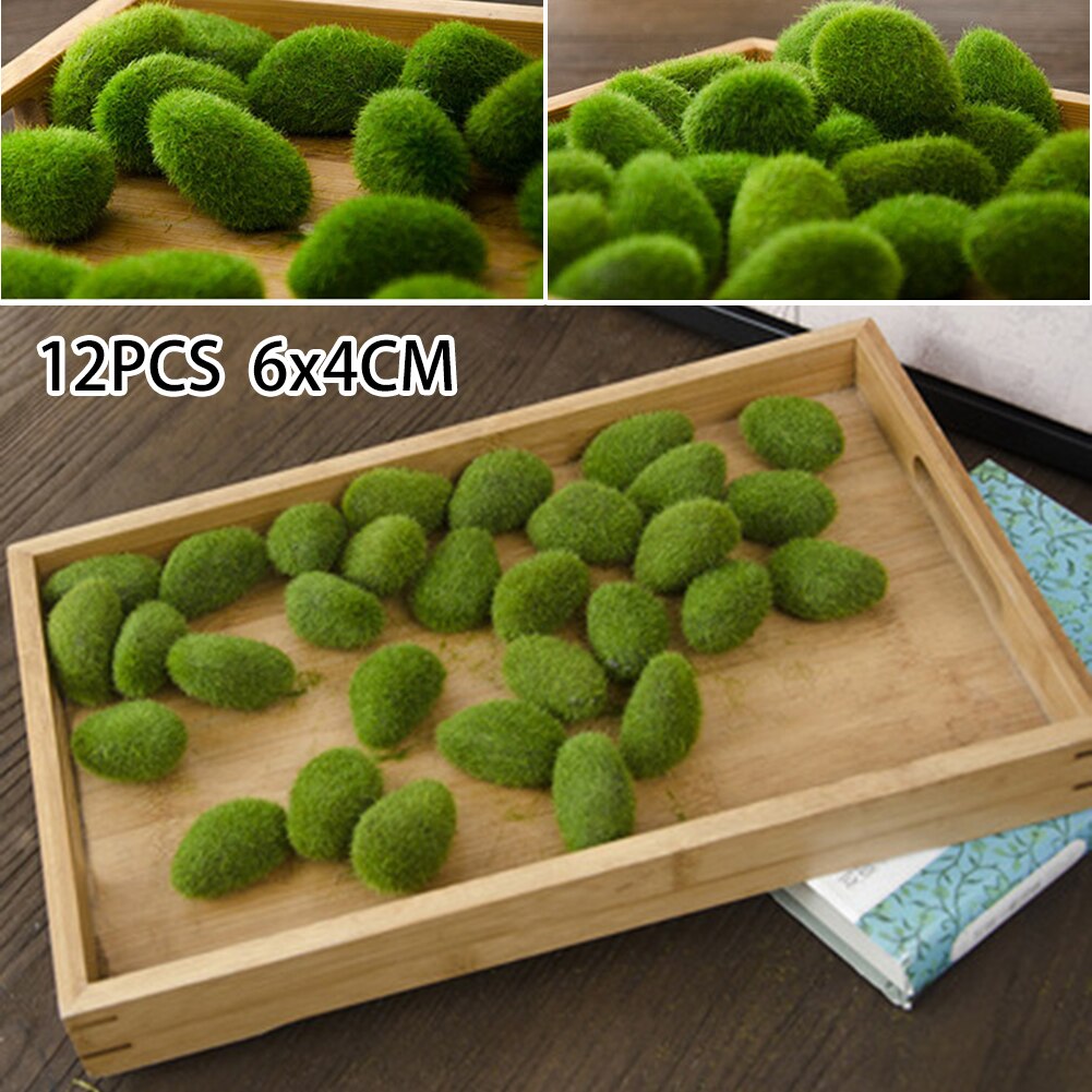 30pcs Artificial Moss Stones Grass Green Plant Home Garden Decor Landscape And Atmospheric