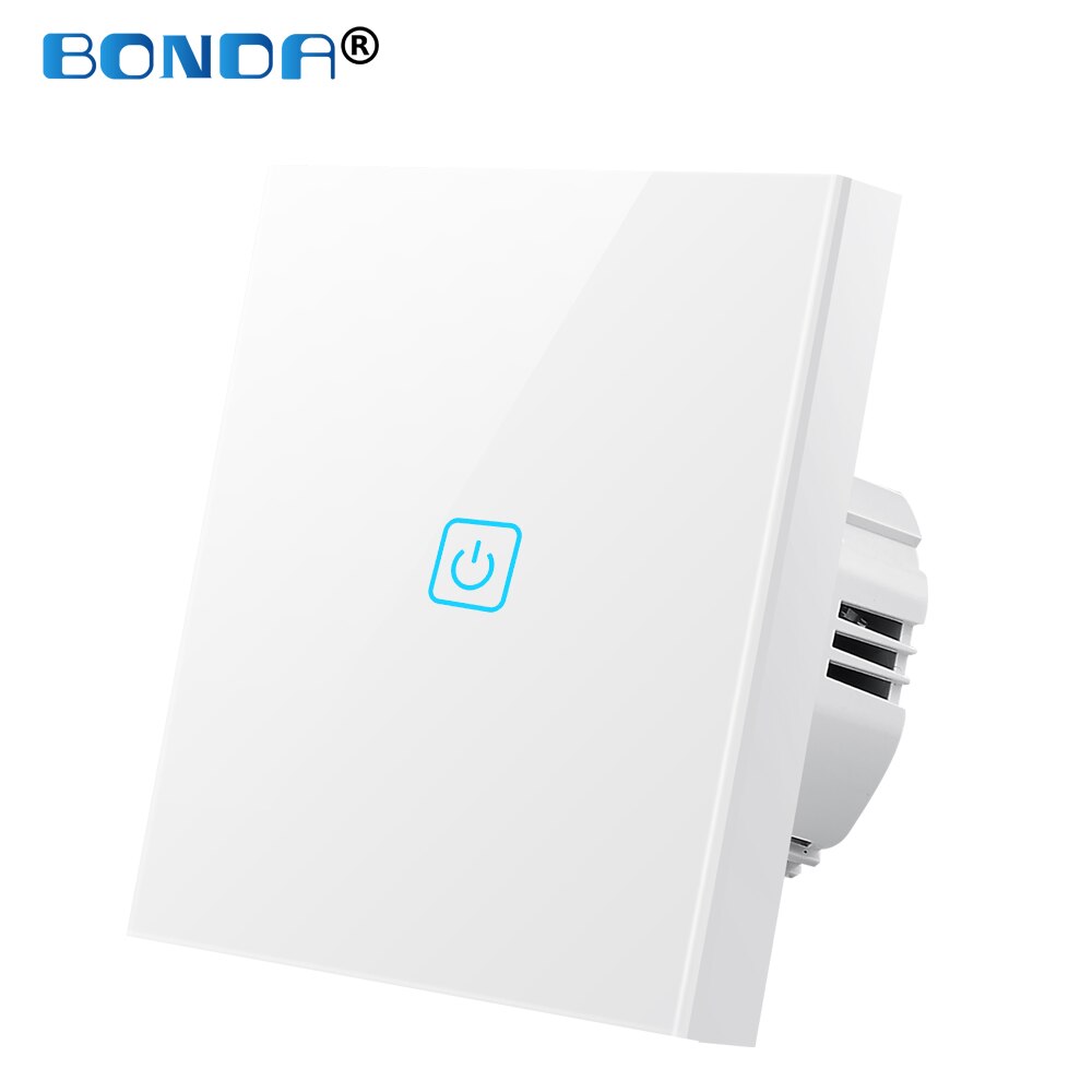 Touch Switch EU Standard AC 110-220V Tempered Crystal Glass Panel Light Sensor Switches Wall Lamp LED Backlight 1/2/3 Gang 1 Way: 601 NO LOGO White 01