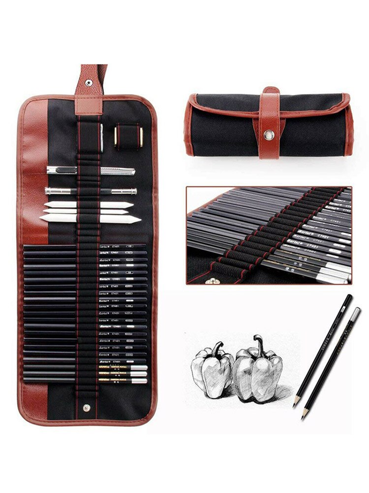 29pcs Drawing Sketch Set Charcoal Pencil Eraser Artist&amp;#39;s Student Drawing Supplies Art Craft Painting Sketching Kit