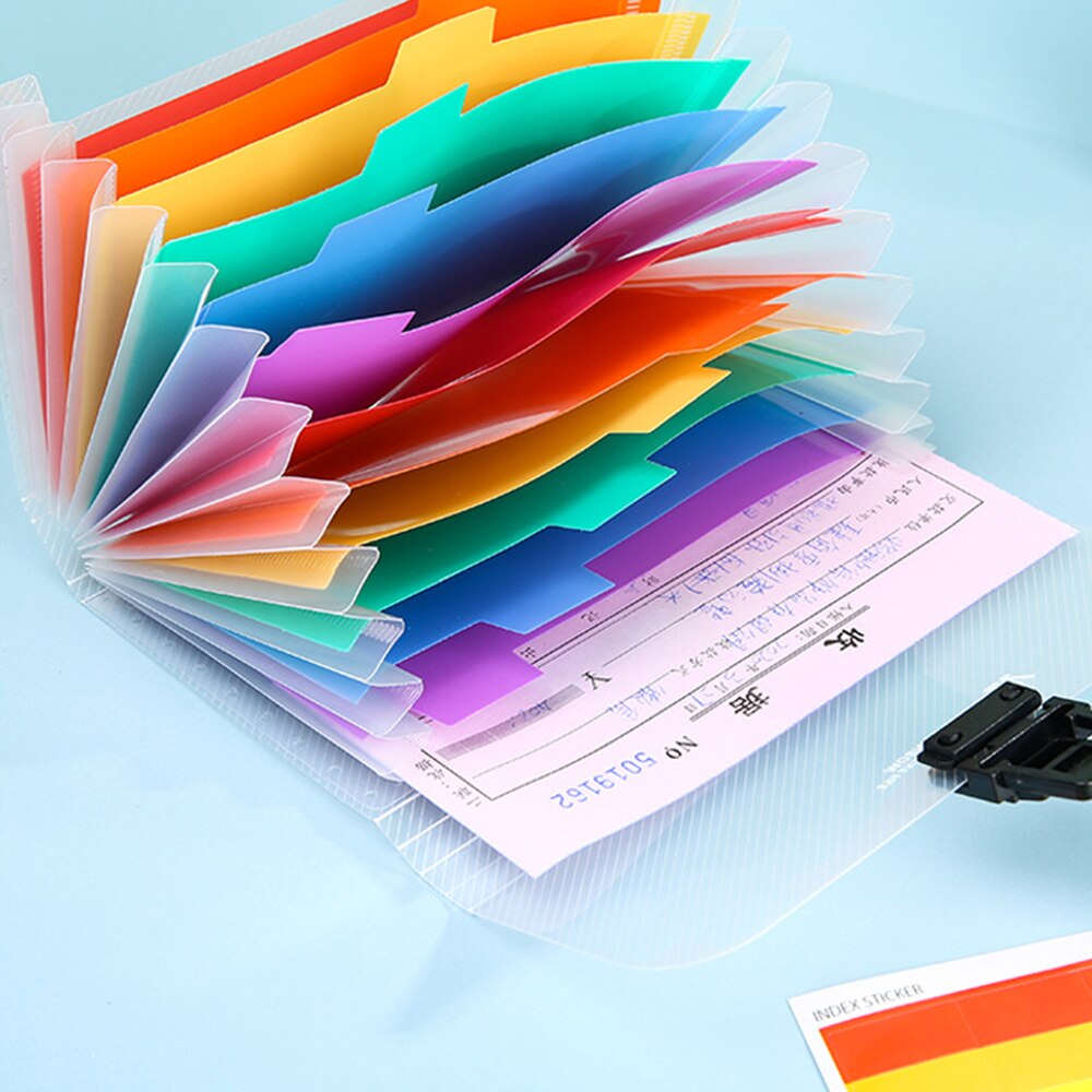 1pc Plastic A6 File Folder Document Organizer Receipt File Expanding Wallet 13 Pockets Bill Folders Paper Holder Office Supplies