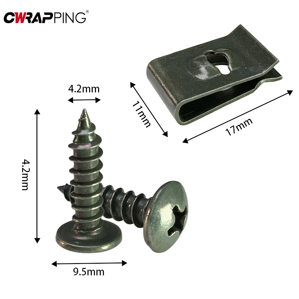 Clip de sujeción para coche, , herramienta de Clip de tornillo de Metal tipo U para bandeja inferior de motor, protector contra salpicaduras, tornillo de parachoques, accesorios para coche