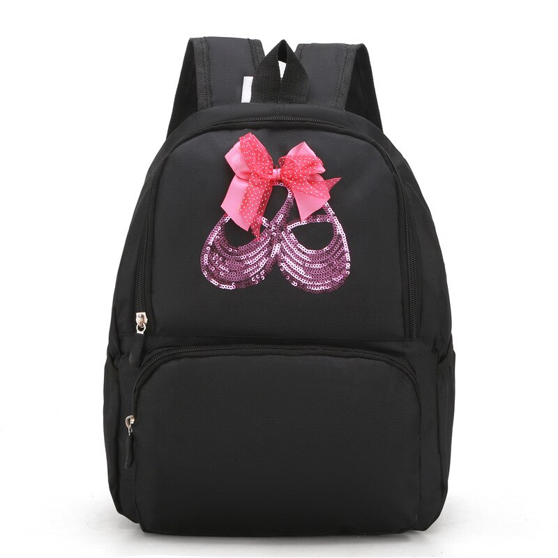 Enfants sac de danse Sequin Bow Latin Ballet fille sac à dos sac d'école filles grande capacité léger enfants sac à dos: Black