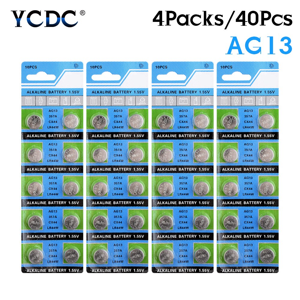 40Pcs 1.55V Alkaline Batteries LR44 A76 AG13 SR1154 Coin-Cell-Battery For Watch Calculator 100% Original