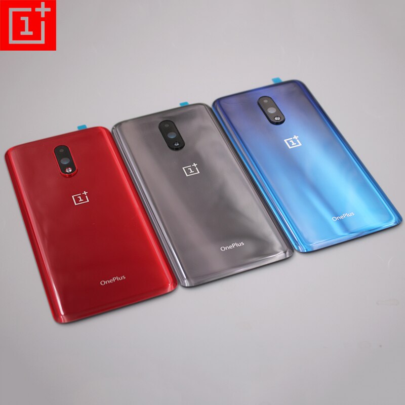 Oneplus – boîtier de batterie pour Oneplus 7 7T Pro 1 + 7T Pro, couvercle arrière en verre avec objectif d&#39;appareil photo et autocollant