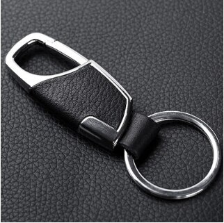 Car-Styling Metal Key Ring Cowhide KeyChain For Toyota Camry Corolla RAV4 Yaris Highlander Land Cruiser PRADO Vios Vitz Reiz: A type Shine silver