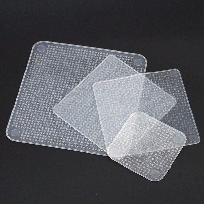 Tapas elásticas de silicona para envolver alimentos, papel para guardar alimentos frescos, sello elástico, Bol de vacío, herramienta de cocina, 4 Uds.: 4pcs