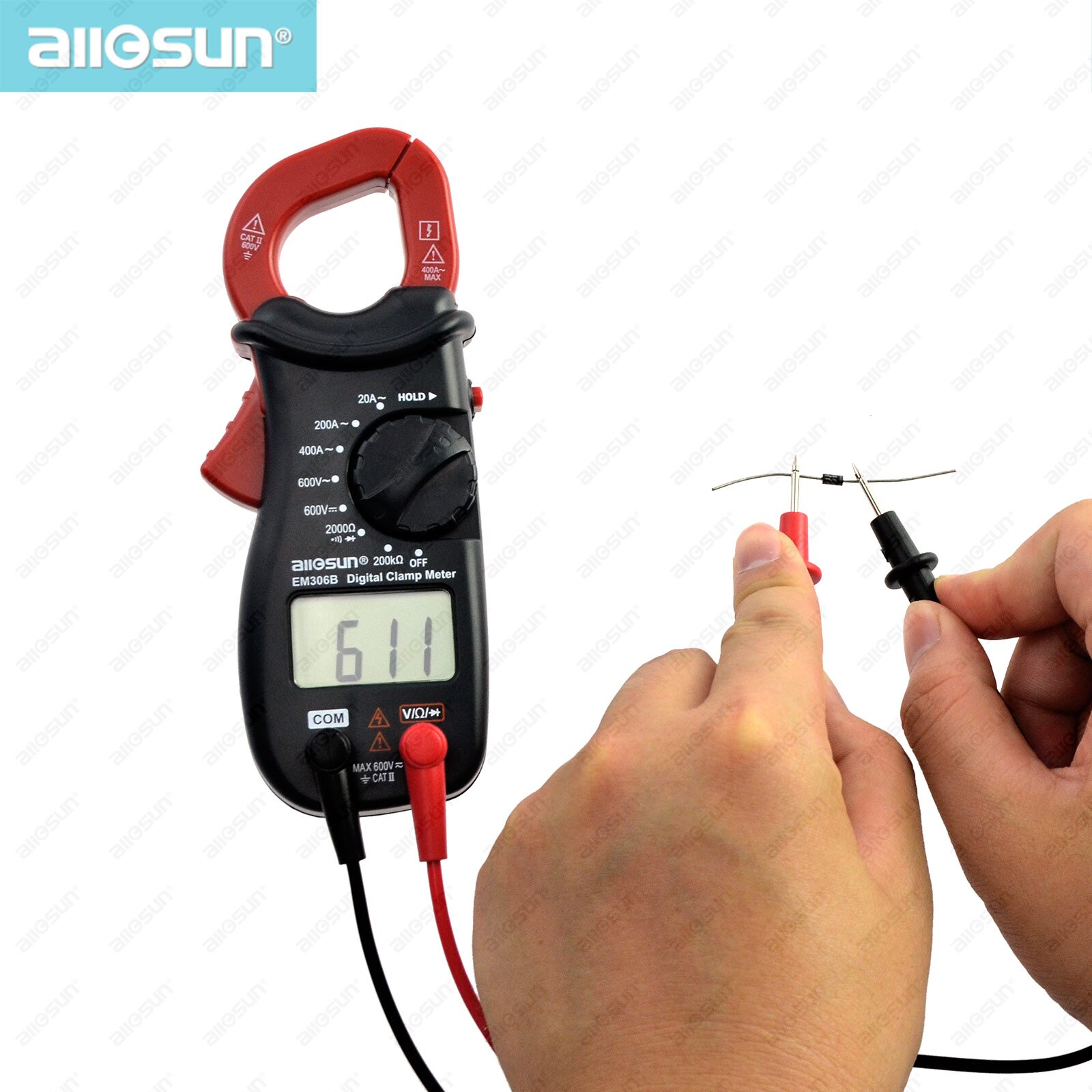 all-sun EM306B Digital Clamp Multimeter AC/DC current Meter Continuity Test With Buzzer Electronic Tester Ammeter Voltmeter