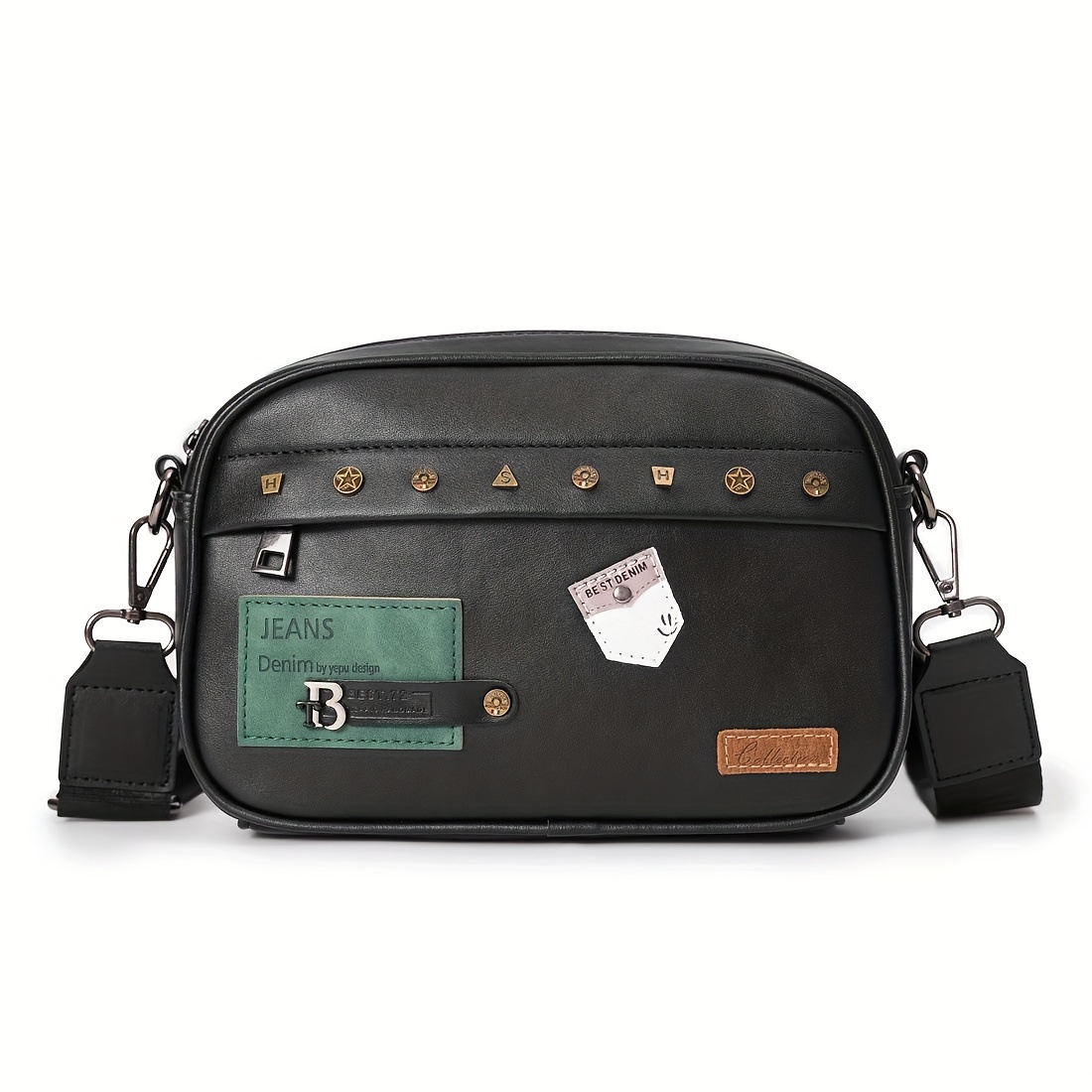 Bolso cruzado informal liso para hombre, – Grandado