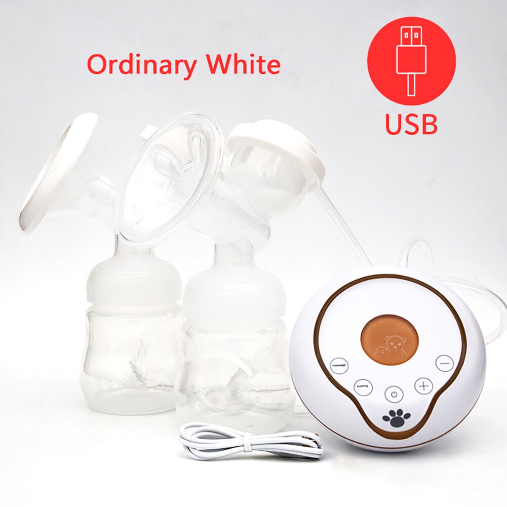 Alimentação LCD inteligente bomba Elétrica de Mama Bomba de Mama Automático Massagem USB Duplo Garrafas Bombas de Mama Elétrica: Ordinary white