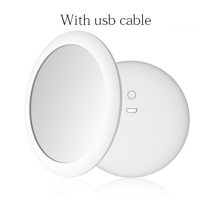 Make-Up Spiegel Met Led Licht Draagbare Compact Cosmetische Oplaadbare Verlichte Opvouwbare Kleine Ronde Pocket Hand Spiegels: WHITE