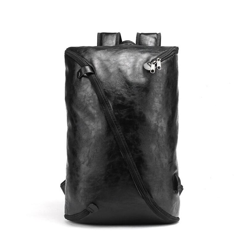 Lær menn ryggsekk vintage laptop multifunksjon skole bag fritid datamaskin skulder bag studenter reiseveske