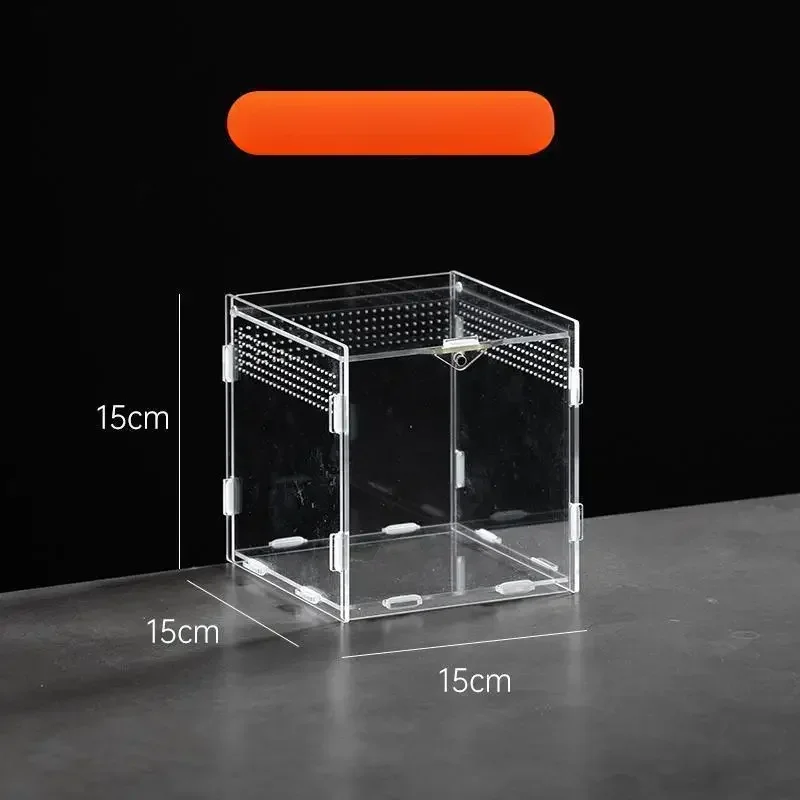 Acrílico transparente réptil terrário caixa de reprodução gaiola tartaruga nano arboreal tarântula gabinete querido dragão répteis habitat: Cinza claro